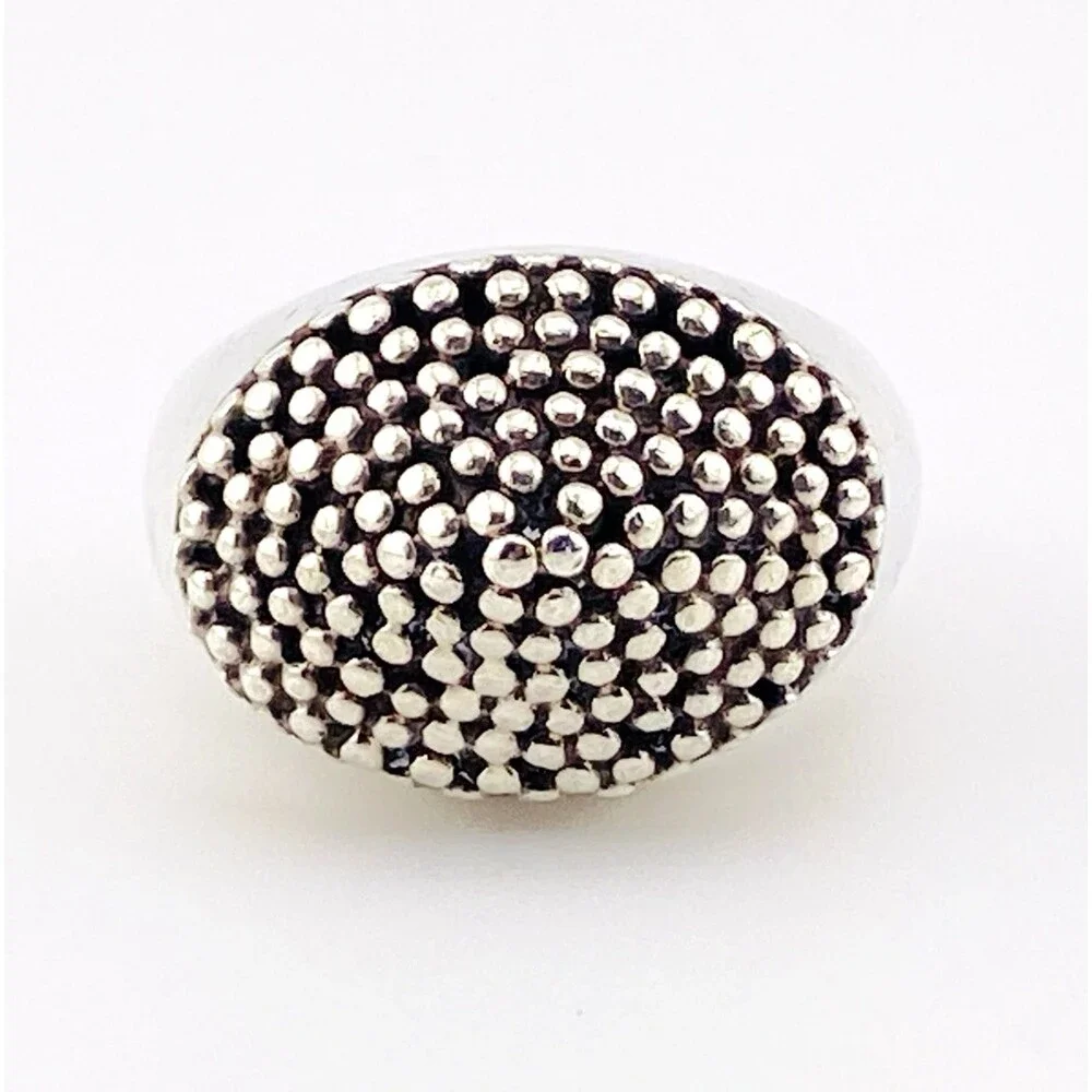 Massive Reticulated Sterling Silver Ring Vintage 15.5 Grs Sz 6.75 Statement Ring